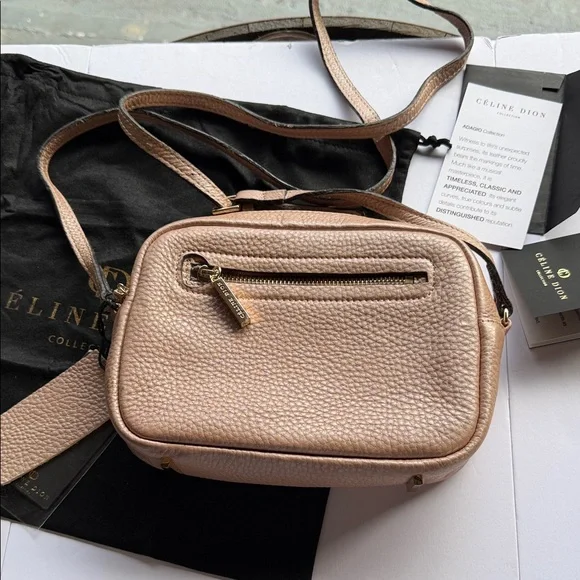 Céline Dion Collection Pebbled Leather Crossbody Bag in Blush Taupe - Picture 4 of 14
